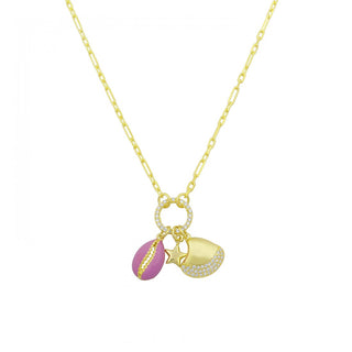 PINK SHELL CHARMS NECKLACE