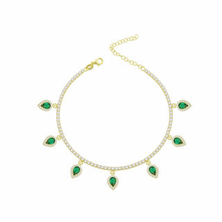 GREEN MARQUISE STONES ANKLET