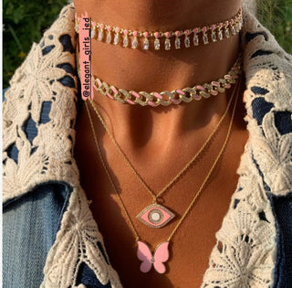 PINK BUTTERFLY NECKLACE - ELEGANT GIRLS