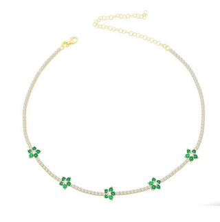 GREEN FLOWERS TENNIS CHOKER - ELEGANT GIRLS