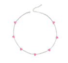 SILVER PINK TENNIS HEART CHOKER