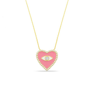 PINK HEART EYE NECKLACE