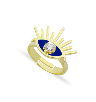 NAVY BLUE SOLITAIRE EYE RING