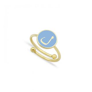 BABY BLUE ARABIC ROUND LETTER RING