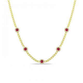 RED RUBY ROUND SOLITAIRE CHOKER