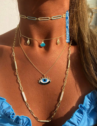 All the eyes on u turquoise necklace