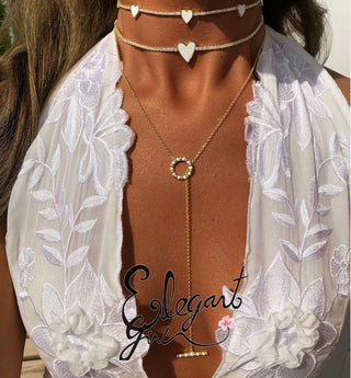WHITE BEADS LONG NECKLACE