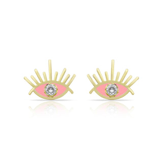 PINK SOLITAIRE EYE EARRING