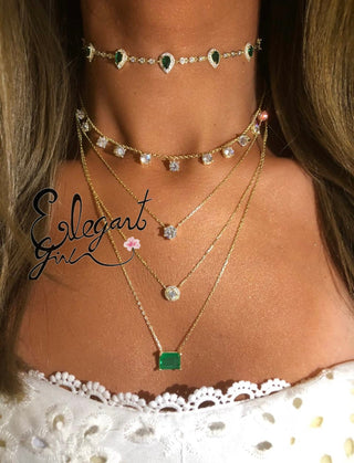 NEW SOLITAIRE EMERALD LAYER NECKLACE