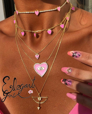 PINK  MINI HEART NECKLACE