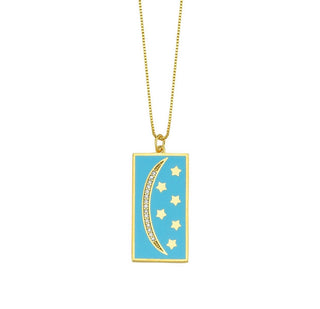 MOON STAR ENAMEL NECKLACE TURQUOISE