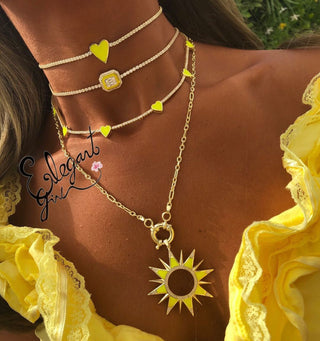 YELLOW ONE HEART TENNIS CHOKER - ELEGANT GIRLS