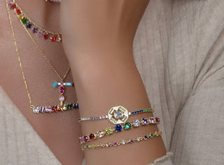 RAINBOW SOLITAIRE BRACELET - ELEGANT GIRLS