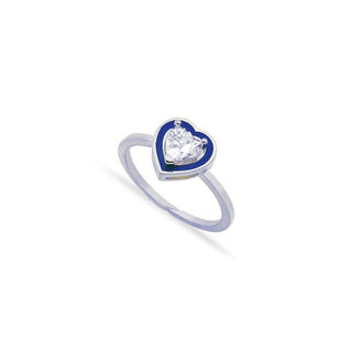 NEW SILVER NAVY BLUE HEART RING
