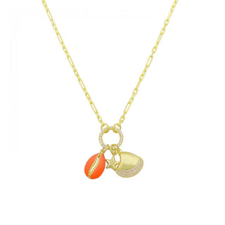 ORANGE SHELL CHARMS NECKLACE