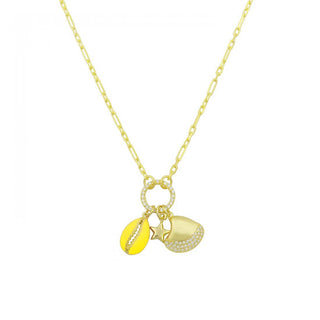 YELLOW SHELL CHARMS NECKLACE
