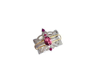 THE LUXURY DOUBLE  RED RUBY RING