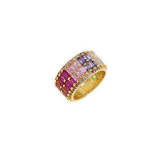 RAINBOW BAGUETTE DOUBLE LAYER RING