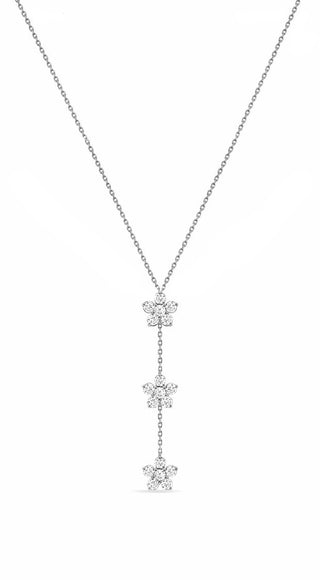 SILVER THREE FLOWERS NECKLACE