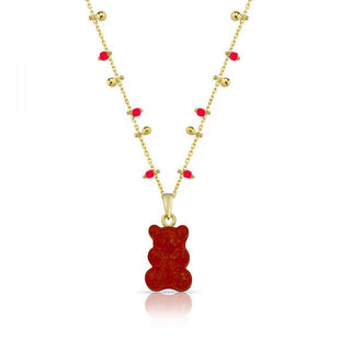 RED GUMMY BEAR CANDY BEADS CHAIN  NECKLACE