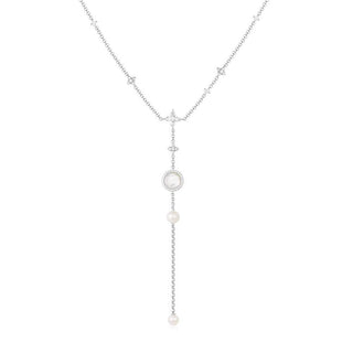 SILVER DIAMOND MOTHER OF PEARL NECKLACE