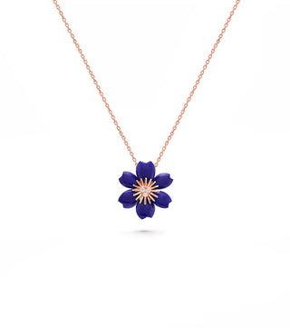 NEW NAVY FLOWER NECKLACE