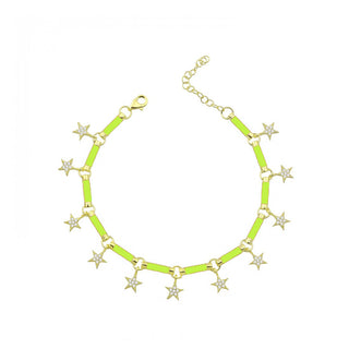NEON YELLOW STARS DANGLE ANKLET