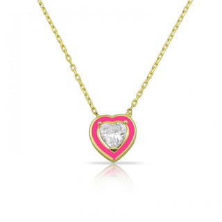CANDY NEON PINK HEART NECKLACE