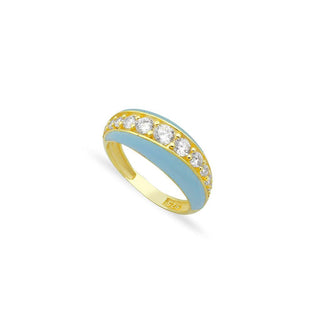 BABY BLUE SOLITAIRE LINE ENAMEL RING