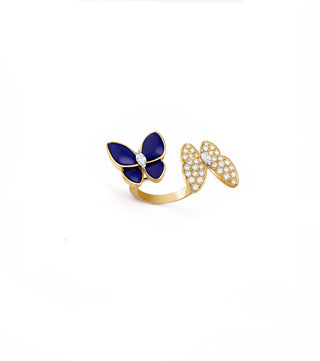 NAVY BLUE TWO BUTTERFLY RING