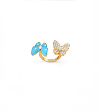 TURQUOISE TWO BUTTERFLY RING