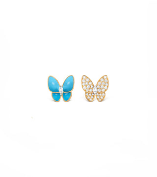 TURQUOISE TWO BUTTERFLY EARRING