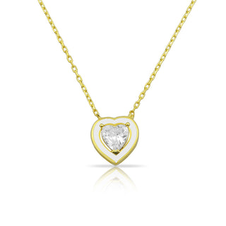 NEW ONE WHITE HEART NECKLACE