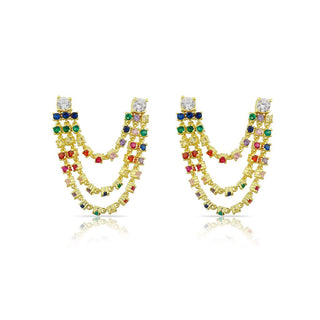 RAINBOW DOUBLE SOLITAIRE LAYERS EARRING