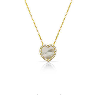 MOTHER OF PEARL HEART NECKLACE