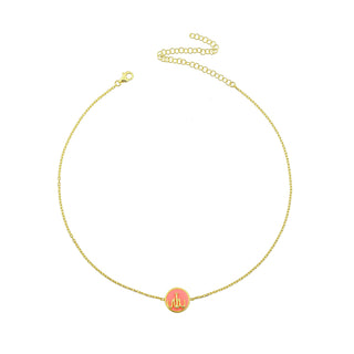 ROUND SMALL COIN ALLAH PINK CHOKER