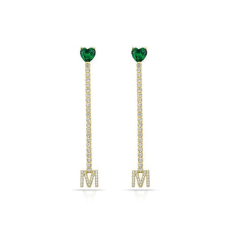LETTER WITH HEART TENNIS EARRING