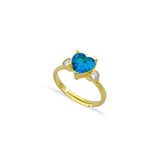BLUE INFINITY HEART SOLITAIRE RING