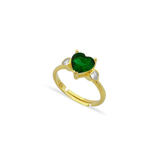 GREEN INFINITY HEART SOLITAIRE RING