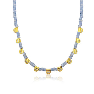 BLUE BEADS EYES LOVE NECKLACE