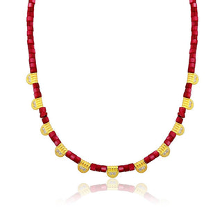 RED BEADS EYES LOVE NECKLACE