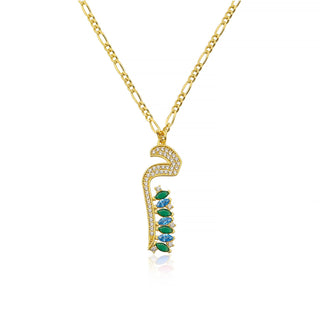 SPECIAL ARABIC LETTERS GREEN X AQUA MARQUISE NECKLACE