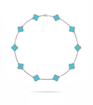 TURQUOISE TEN FLOWER NECKLACE