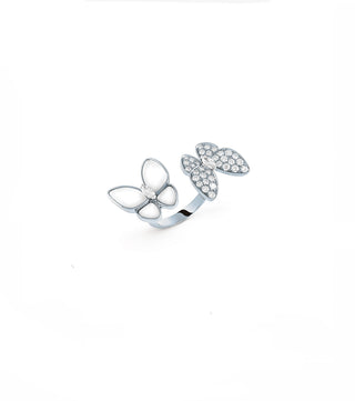 MOTHER OF PEARL TWO BUTTERFLY RING