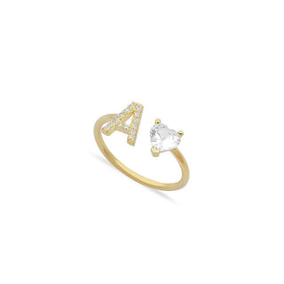 LETTER WITH HEART RING