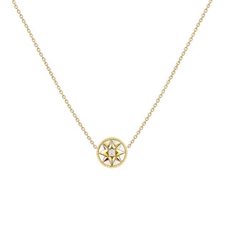WHITE ROSE DES VENTS IN GOLD NECKLACE