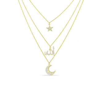 WHITE LAYERS STAR ALLAH MOON NECKLACE