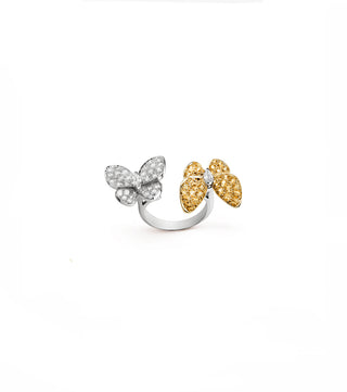 YELLOW WHITE TWO BUTTERFLY RING