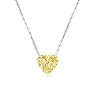 YELLOW BIG SOLITAIRE HEART NECKLACE