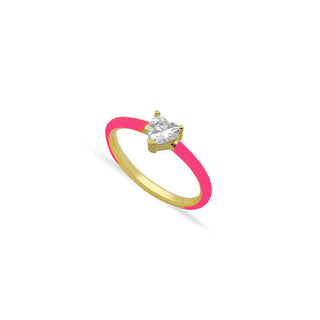 NEON PINK WITH HEART SOLITAIRE RING